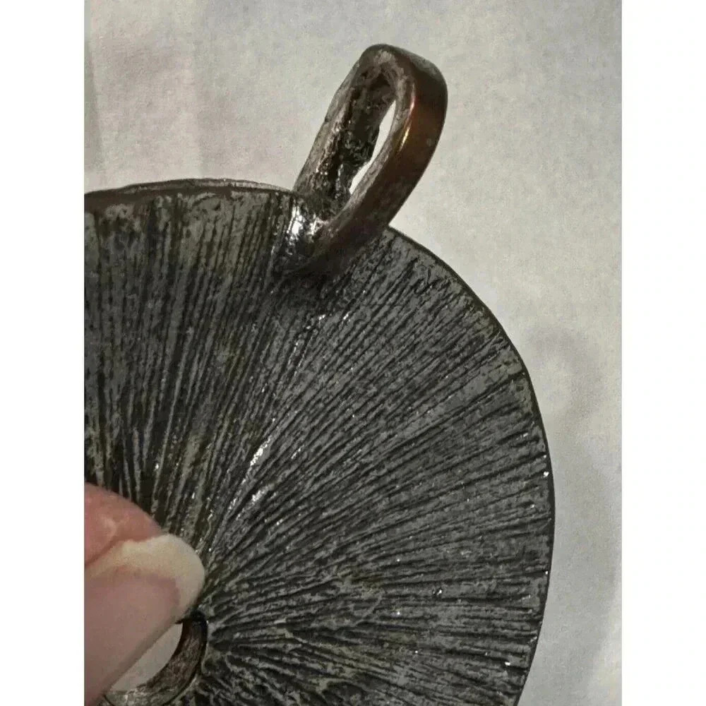 Gunmetal Spiral Textured Round Statement Pendant Clear Rhinestone Bar Accent - Picture 5 of 9